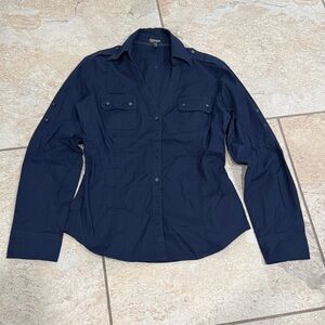 Express Dark Blue Button Down Shirt Size XS